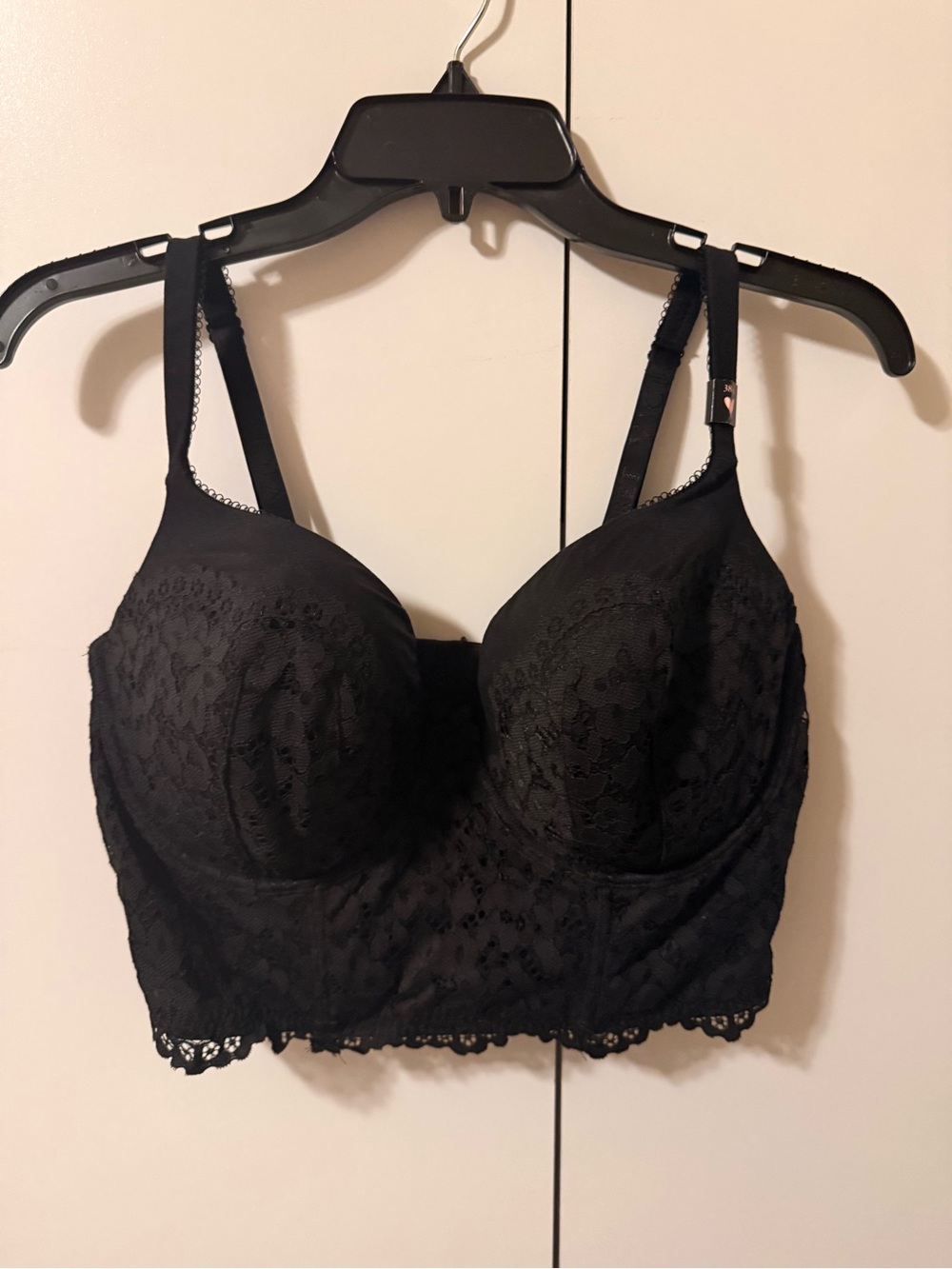 Black Lace Longline Lined Bra top - brand new, never worn